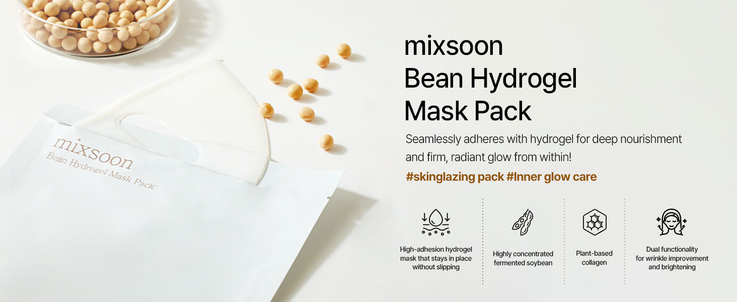 mascarilla hidrogel Mixsoon Bean Collagen - packaging y textura gel