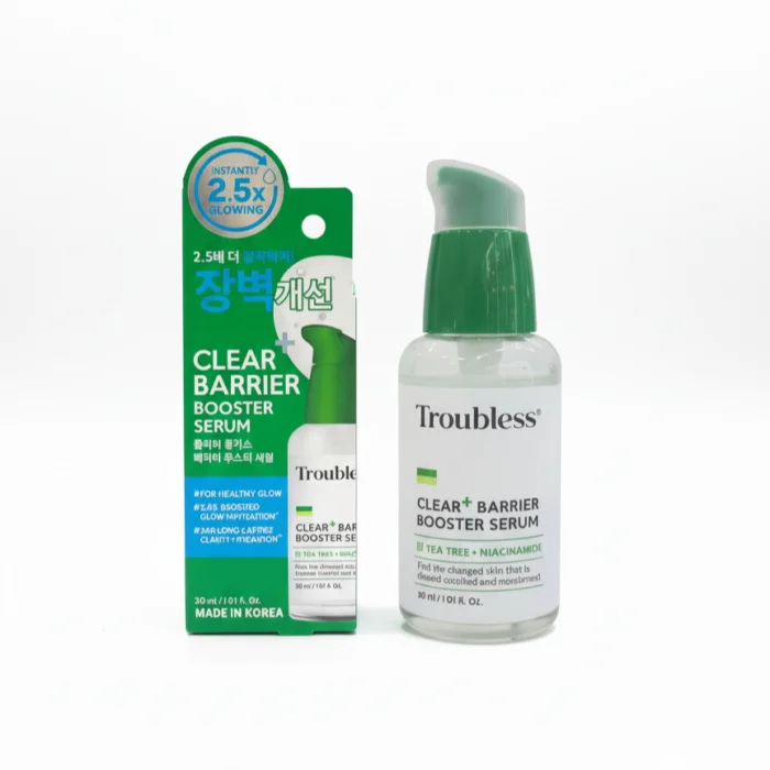 Suero barrier Troubless Clear Booster - Aplicación en rostro
