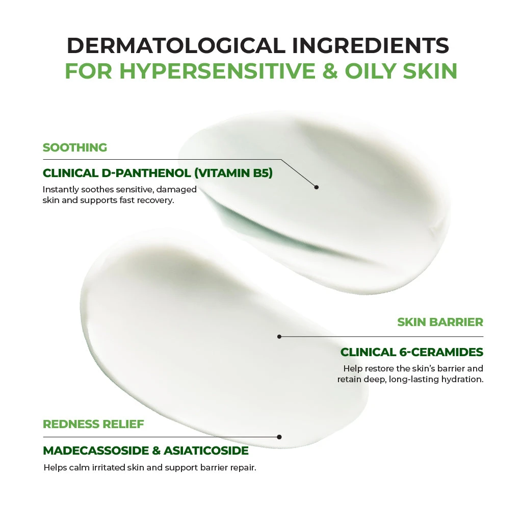 Crema D-Panthenol Jumiso aplicada en piel grasa después de la limpieza facial