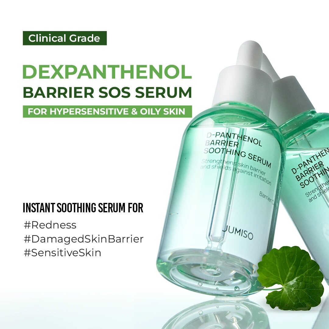 Textura acuosa y ligera del suero D-Panthenol Jumiso absorbiéndose al instante