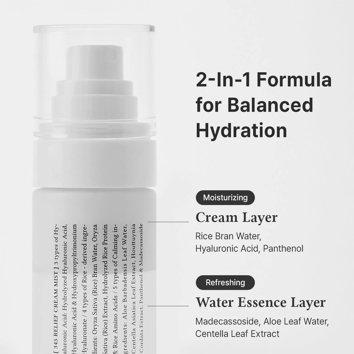 Frasco del mist calmante Dr.Althea junto a la crema 345 Relief de la misma línea