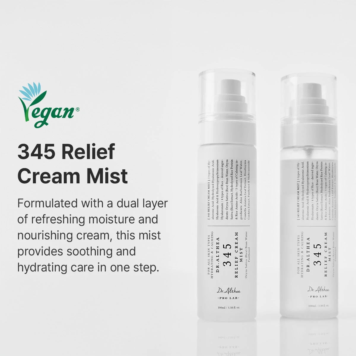 Textura ultrafina y ligera del mist 345 Relief Dr.Althea sobre la piel