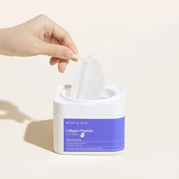 mascarilla colágeno péptido Mary&May - estuche 30 láminas colágeno hidrolizado