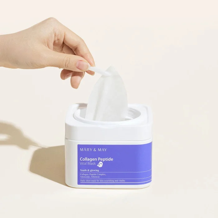 mascarilla colágeno péptido Mary&May - estuche 30 láminas colágeno hidrolizado