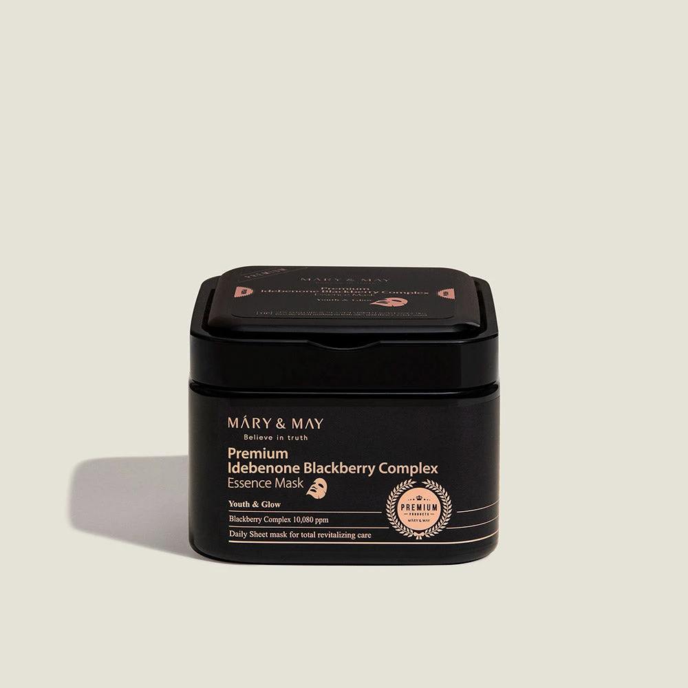 mascarilla premium idebenone blackberry Mary&May - estuche 20 láminas bambú