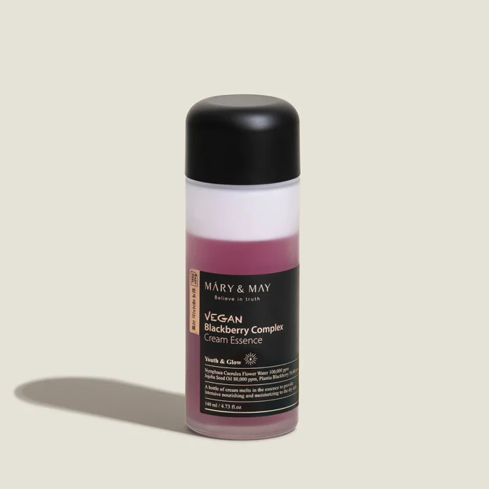 crema esencia vegana blackberry Mary&May - frasco 140ml double phase