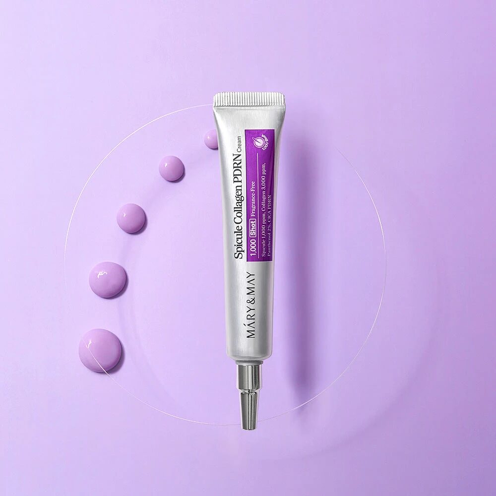 crema colágeno PDRN Mary&May, espículas marinas, colágeno marino, CICA PDRN, crema antiedad coreana, skincare coreano Ecuador - Textura y detalles